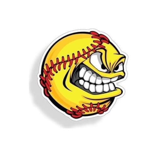 Angry Face Softball Sticker Soft Ball Cup Laptop Car Window Bumper helmet Decal