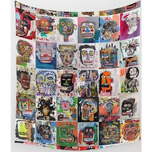 Basquiat Faces Montage Wall Tapestry Hanging Art