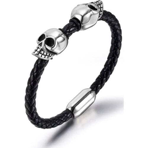 2021 New Style Hand-woven Accessory Stainless Steel Mens Leather Charm Bracelet For Women Jewelry Making Gift Dropshipping