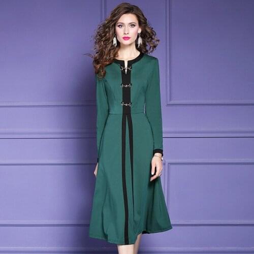Spring 2021 new Womanliness Slim dress Western style lady party Women autumn Vintage Large size Full sleeve long Casual dresses
