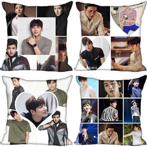 New Arrival Ji Chang Wook Kpop Pillowcase Bedroom Home Decorative Gift Pillow Cover Square Zipper Pillow Cases Satin Fabric Soft