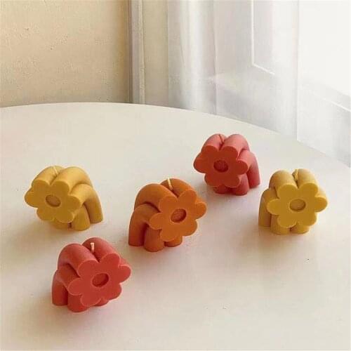 New 3D Flower Shape Columnar Silicone Candle Mold Candle Making Scented Handmade Aromatherapy Molds Soy Aroma Wax Soap Molds