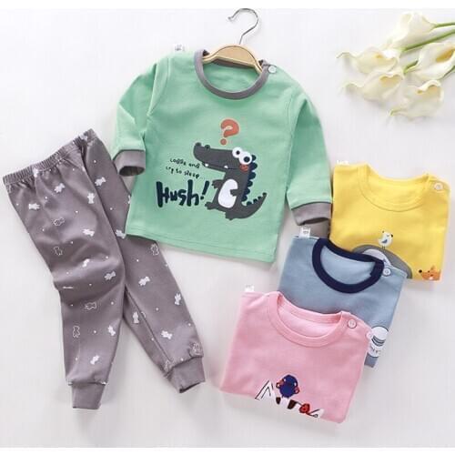 2Pcs Children Pajamas Baby Clothing Set Kids Cartoon Sleepwear Autumn Cotton Nightwear Boys Girls Animal Pyjamas Pajamas Set