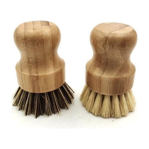 100pcs/lot Scrubbing Heat Resistant Washing Pot Brush Bowl Durable Dish Cleaning Tool Skillet Wooden Handle Kitchen Supplies