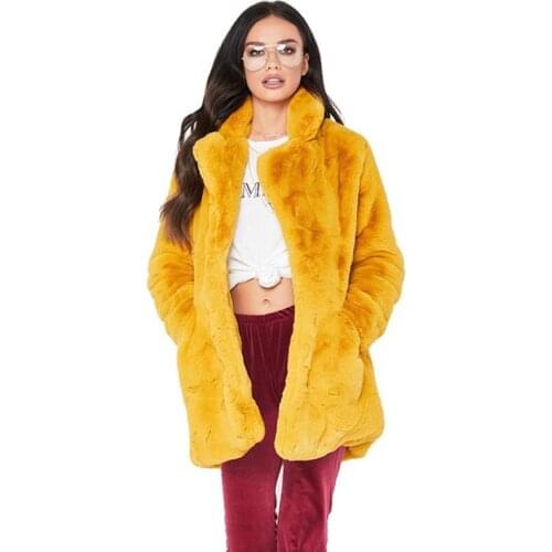 Plus Size 4XL Autumn Winter Faux Fur Coat Women 2019 Fashion Thicken Long Sleeve Coat Solid Female Soft fluff Fur Jackets N362