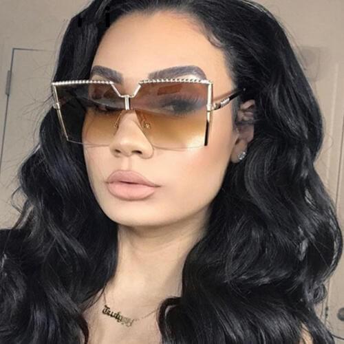 Oversized gradient sunglasses female Square Flat Top Red Brand Sunglasses Women Fashion Shades Clear Lens glasses UV400