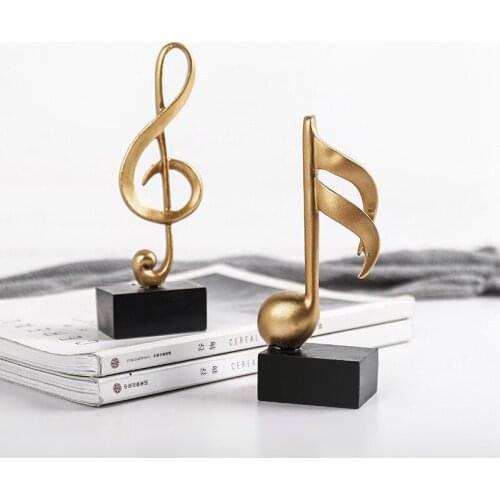 Resin Musical Note Statue Figurines Tabletop Musical Sculpture Crafts Music Note Miniatures Gifts For Home Office Decoration