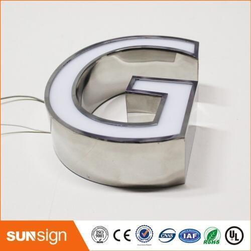 Illuminated stainless steel sign channel letter sign led alphabet