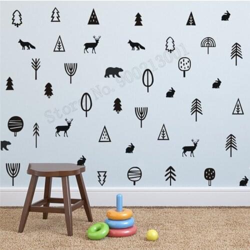 Room Decoration Kinds of Animals And Tree Woodland Wall Sticker Small Pattern DIY Poster Vinyl Removeable Mural Beauty LY527