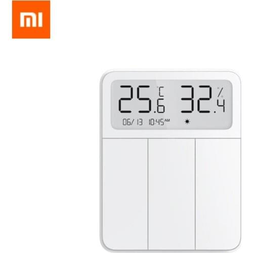New Xiaomi Mijia Smart Wall Switch Light Remote Control Wireless 3 Key Switchs with temperature and humidity LCD digital screen