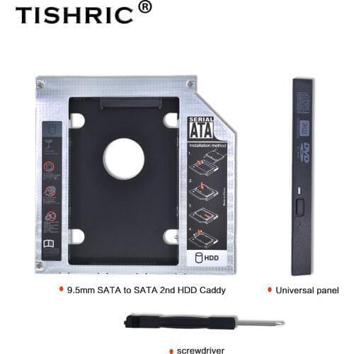 Universal Tishric Aluminum With Panel 9.5mm SATA 3.0 HDD Caddy With LED Adapter DVD HDD Hard Disk Enclosure Optibay For Laptop