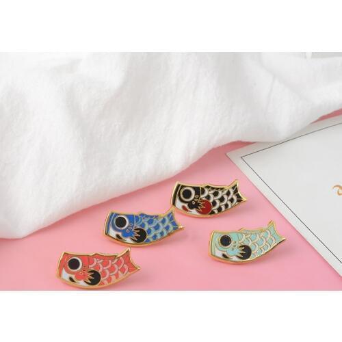 Japanese Fish ! Vintage Kimono Lucky Cartoon Nishikigoi Koi Fish Enamel Pin Vintage Bijoux Broche Femme Male Unisex jewelry