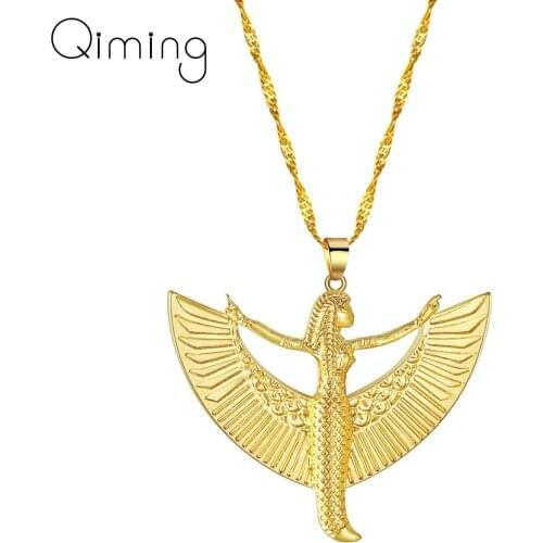 Dance Skirt Isis Goddess Pendant Necklace For Women Pewter Ancient Egyptian Jewelry Occult Deity Egypt God Choker Necklace