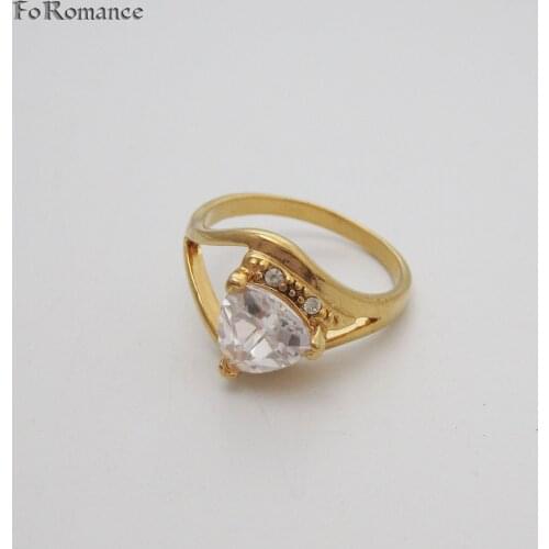 YELLOW GOLD PLATED 8MM TRIANGLE SHAPED CZ STONE LADY RING UNIQUE DESIGN GREAT GIFT RING SZ 7 8