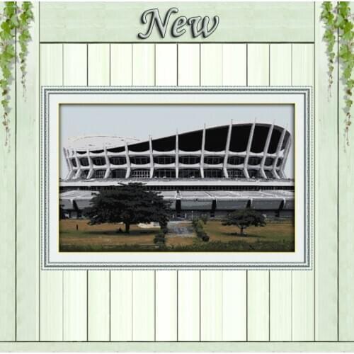 African National Theatre famous building Counted print on fabric DMC 14CT 11CT DIY Embroidery Sets Cross Stitch Needlework kits