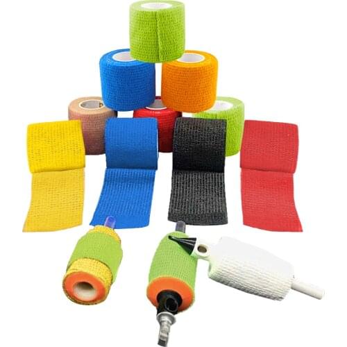 1 Roll Disposable Self Adhesive Elastic Bandage Tattoo Handle Grip Tube Wrap Elbow Stick Medical Non-Slip Tape Tattoo Accessorie