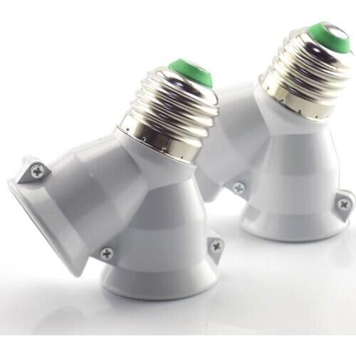 1PCS 1 E27 to 2 E27 splitter Lamp Bulb base Adapter Converter 2E27 265V 2A LED Y Shape Socket Light Holder Conversion socket