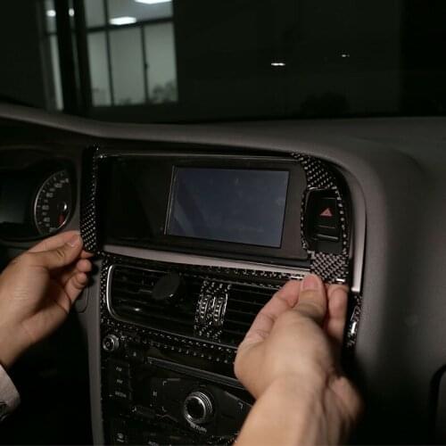 1Pcs Real Carbon Fiber Car Interior navigation Warning Light Frame 3D Accessories Sticker For Audi A4L / A5 2009-2016