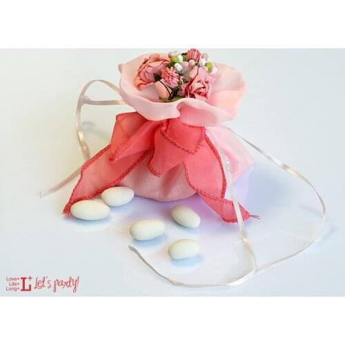 10pcs Wedding Favor Silk Candy Bag Favorate Sugur Packaging Bags with Flower Ribbon