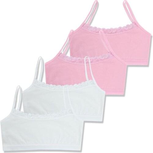 4pcs/Lot Cotton Young Girls Training Bra Children Bras Kids Vest Teens Underwear 69HE