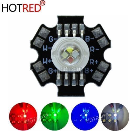 50pcs/lot 4*3W 12W RGBW RGB+White High Power Led Diode Chip Lamp Light Red Green Blue White with 20mm Star Base