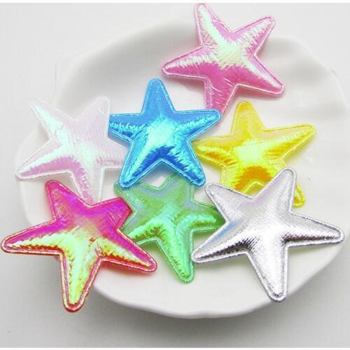 56pcs/lot 4.2cm Multi color Shiny Star Padded Appliques for DIY Accessories Craft Handmade Decoration