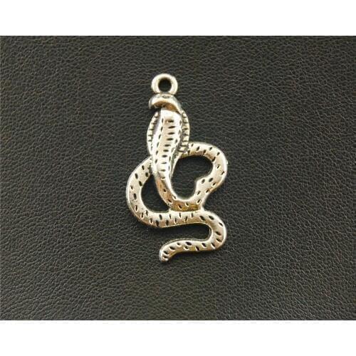8pcs Silver Color Cobra Charm Snake Pendant Bracelet Necklace Jewelry Making Handmade DIY 34x20mm A1635