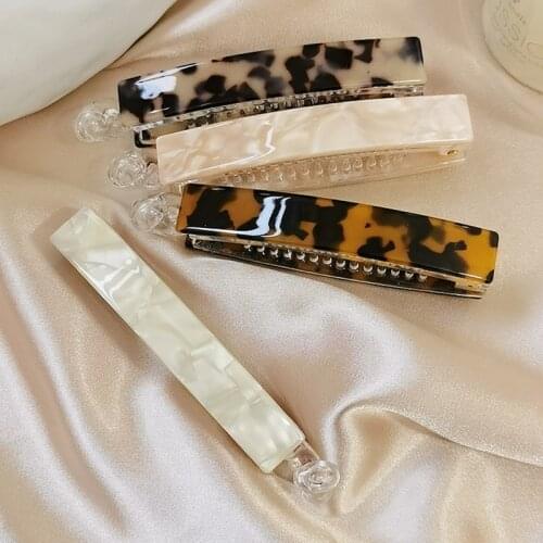 Acrylic Leopard Print Hair Clip Clamp Fashion Women Ponytail Holder Twist Tines Banana Vertical Hair Claw Clips Hair Accessories