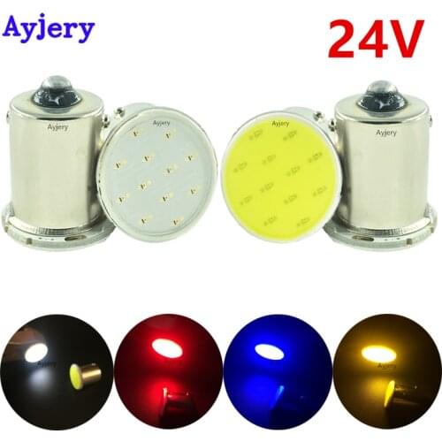 AYJERY 24V !! 100PCS Super Bright S25 1156 BA15S P21W 1157 BAY15D P21/5W COB 12 SMD White Turn Tail Signal Car Led Light Bulb
