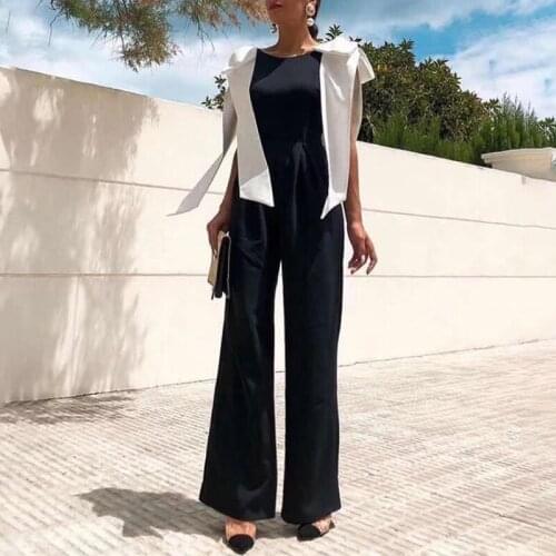 High Waist Sexy Pants For Women O Neck Sleeveless Bowknot Bandages Female New Summer Backless Jumpsuits