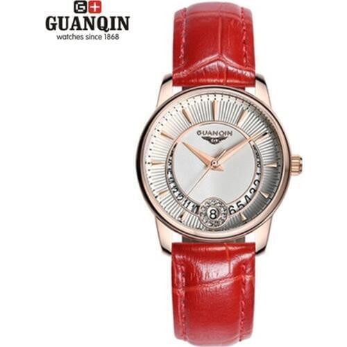 GUANQIN Woman Diamond Watch Quartz Luxury Famous Brand Rhinestone Watch Waterproof Leather Watch Sport Female Sale Wrist Watches
