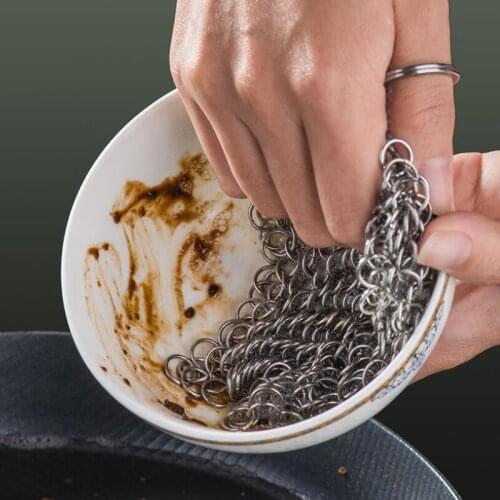 1pc Stainless Steel Cast Iron Cleaner Chainmail Scrubber kichen cleaner household goods Home Cookware Kitchen Tool