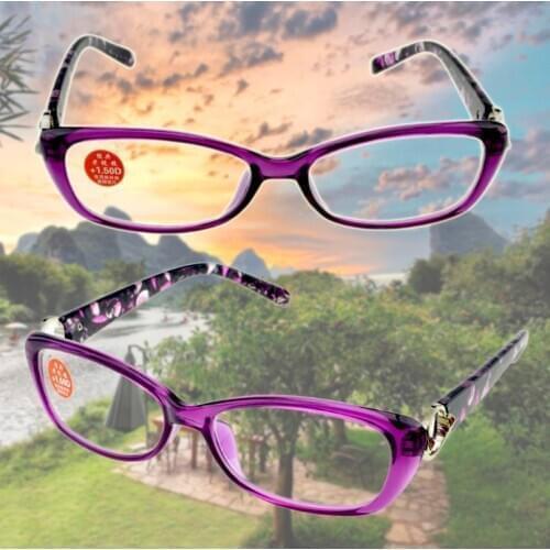 Photochromic Reading Glasses TR Ultra Light Handmade Frame Purple Flower Spectacles +1 to +4 Progressive Or Polarized Lens