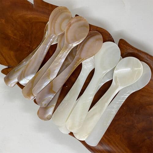 New 2pcs 9.2cm/13cm Natural conch shell spoon condiment spoon coffee caviar dessert spoons Mask spoon