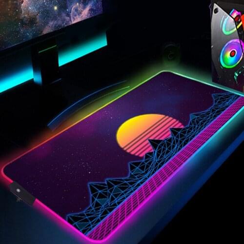 Retrowave Gaming Mouse Pad RGB Mousepad Large XL Keyboard Mouse Mat for Laptop LED Lighting Play Mat Anti slip Carpet Desk Mat
