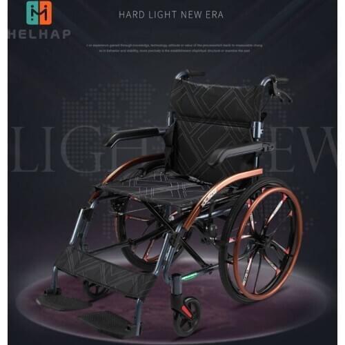 Disable folding wheelchair For Leisure net 11kg wheel chair Magnesium alloy structure PU Soft Armrest Manual Brake Wheelchair