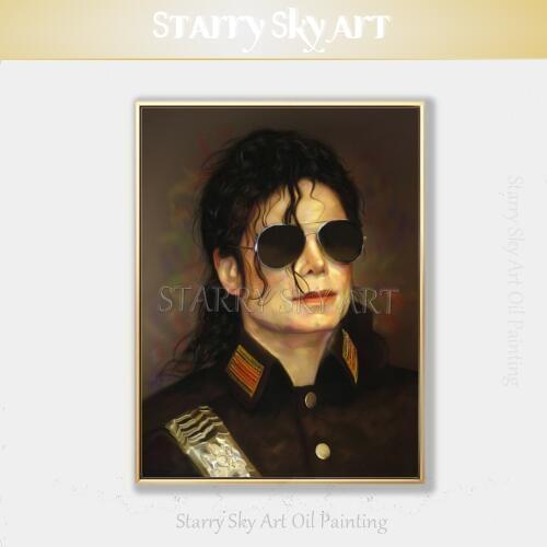 Skilled Artist Hand-painted High Quality Michael Jackson Figure Oil Painting on Canvas Pop Star Singer Michael Jackson Painting