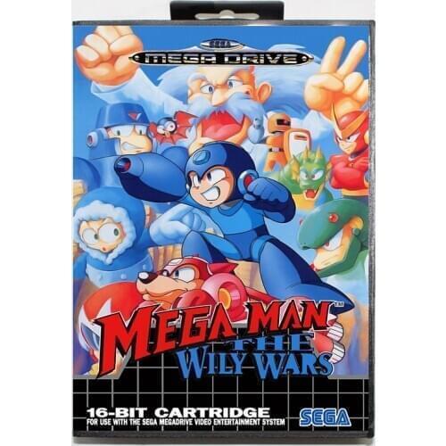 Sega MD games card - Mega Man The Wily Wars 2 with box for Sega MegaDrive Video Game Console 16 bit MD card