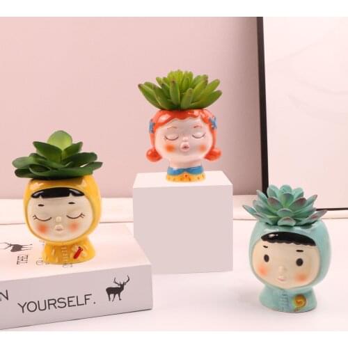 Doll Shaped Ceramic Flowerpot Creative Flowerpot Ceramics Arts Crafts Vase Home Decoration Home Decoration Personality Gift