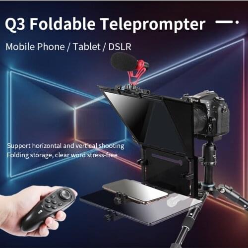 Mini Foldable Tablet Teleprompter Q3 Reader for 12" Tablet Phones iPad Prompting Inscriber Prompter for Phones Camera Video