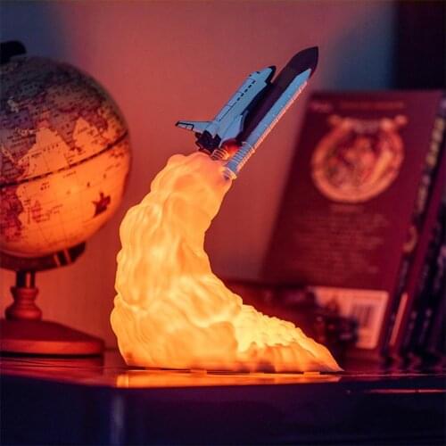 Space Lamp Shuttle Lamp USB Charging Rocket Lamp LED Night Light 3D Printing Space For Space Lovers Room Decor