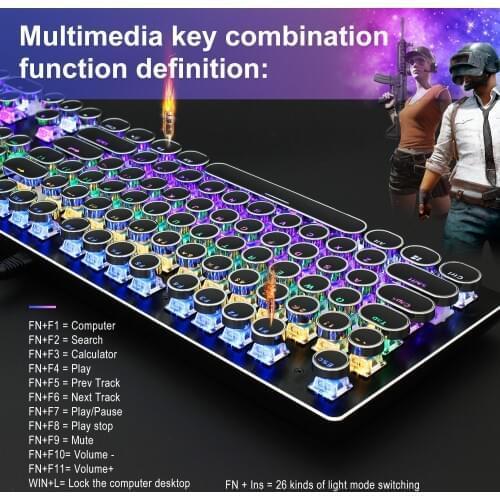 Cool wired game mechanical keyboard high special green axis 104 key all-key conflict-free two-color injection molding key