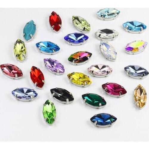 Horse eye k9 Glass Crystal Sew On Rhinestone With silver Claw Flatback strass sewing Rhinestone For needlework Garment shoes