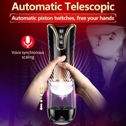 Automatic Rotation Telescopic Male Masturbator Powerful Pulse Telescopic Voice Interaction Vagina Real Pussy Sex Toys For Men
