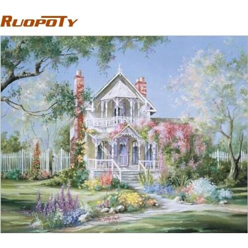 RUOPOTY Frame Landscape House DIY Painting By Numbers Handpainted Oil Painting Home Wall Art Picture For Living Room 40x50cm