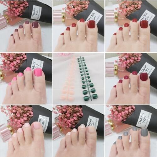 24Pcs/Set French Style Toes Fake Nails Full Cover Soft Pure Color Oval Frosted False Nails Artificial Extensions Nails Art Tips