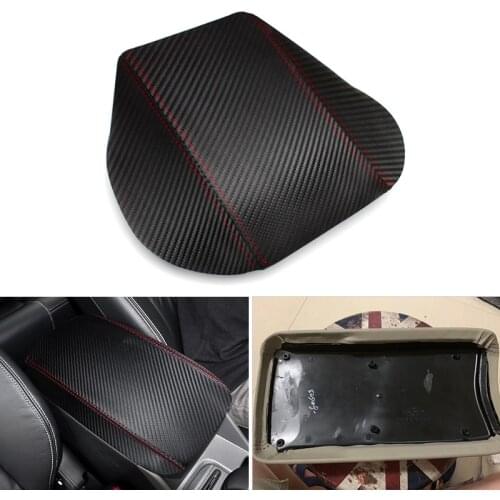 Carbon Texture Microfiber Leather Car Protective Interior Center Armrest Cover Sticker Trim For Honda Civic 9th Gen 2012 - 2015