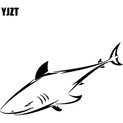 YJZT 16.2CM*9.6CM Cruel Sharks Car Stickers Car Door Decor Vinyl Decal Pattern Black/Silver C4-2323