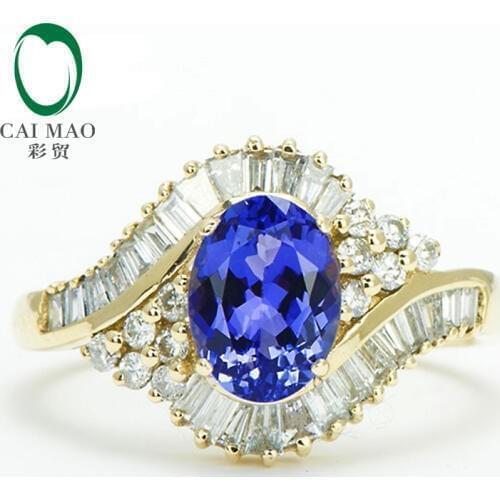 Caimao 14Kt Yellow Gold Natural Diamond & Tanzanite Engagement Ring