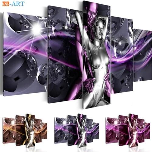 Couple Print Large Poster Canvas Art 5 Panel Wall Art Canvas Painting Wall Pictures for Living Room Dancing Room Decoration